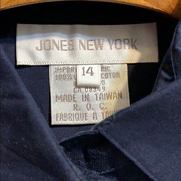 Navy blue sleeveless button down sz 14 Jones of NY - Picture 2 of 5